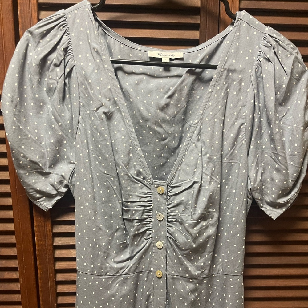Madewell Leedra Polka Dot Midi Dress Cottagecore Romantic Button Front Size 0 - Picture 4 of 6